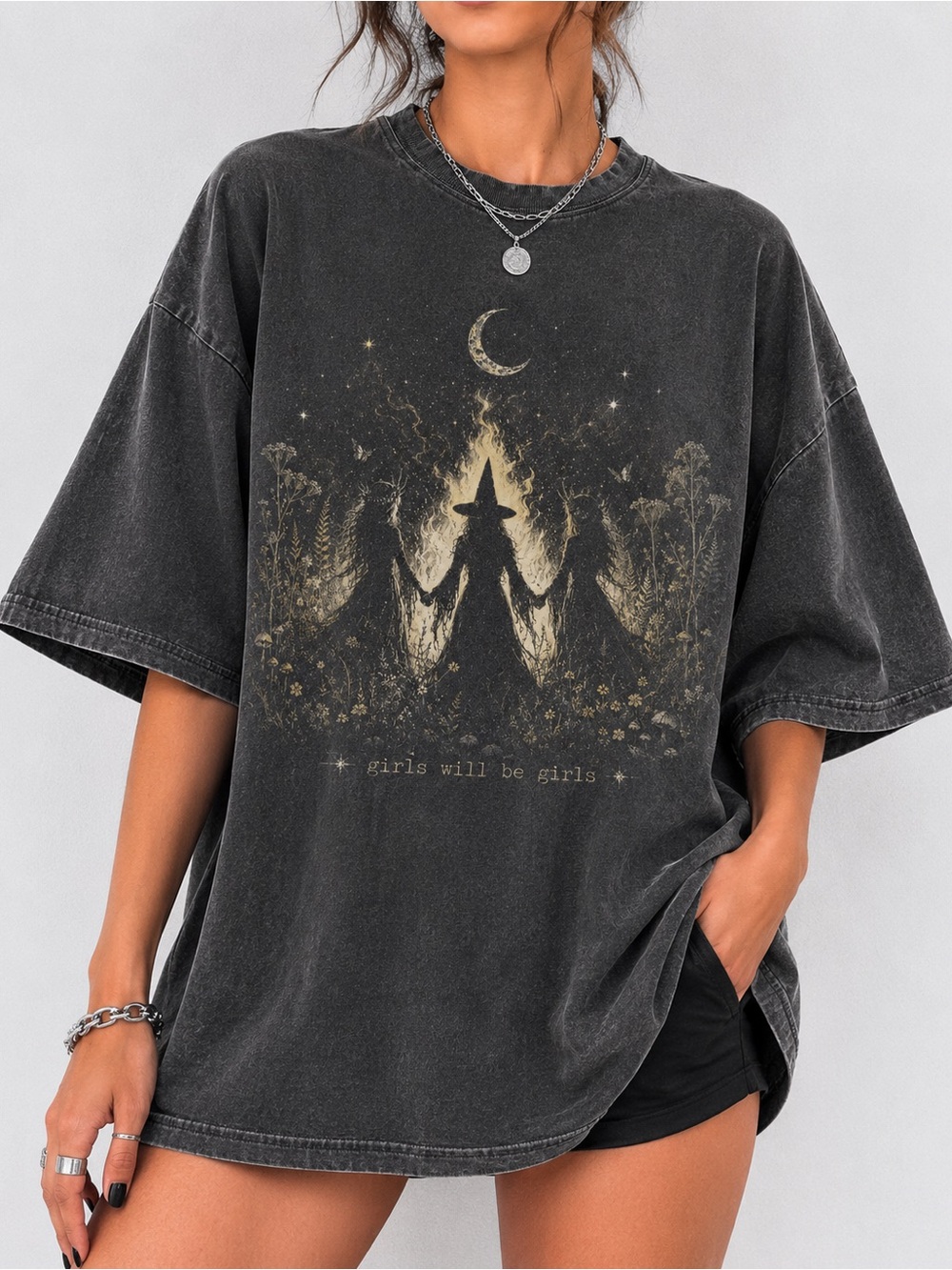 Vintage Girls Will Be Girls Witch Comfort Colors Unisex T-shirt Halloween Witch